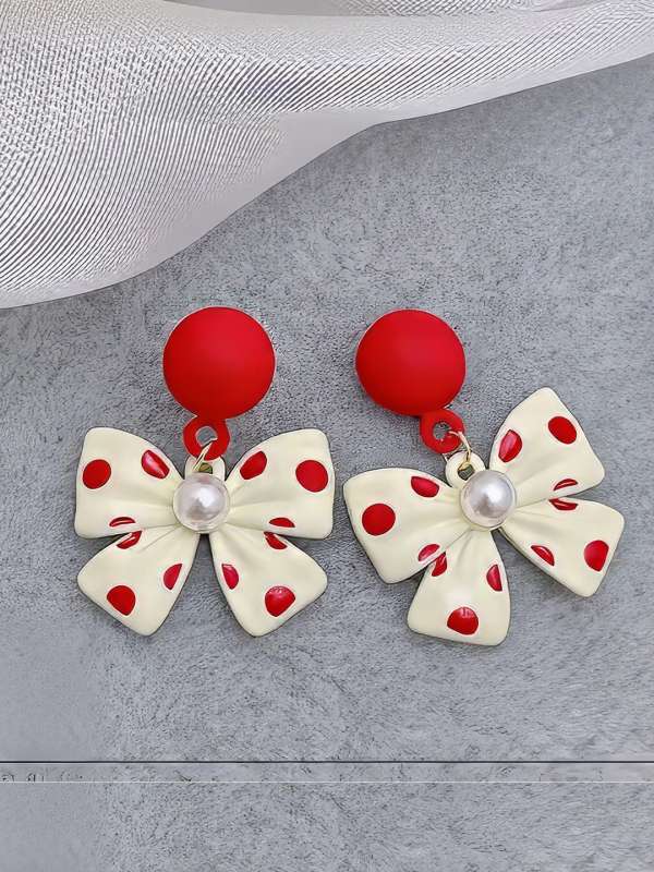 Sweet Bow Doted Earrings
