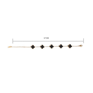 Gold Plated Anti Tarnish Black Clover Bracelet