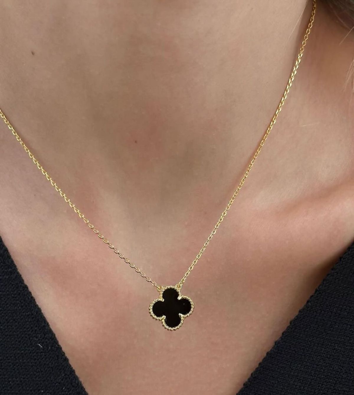 Golden Black Clover Necklace