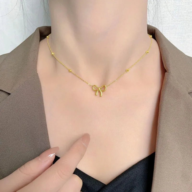 Gold Plated Bow Jewellery Set
