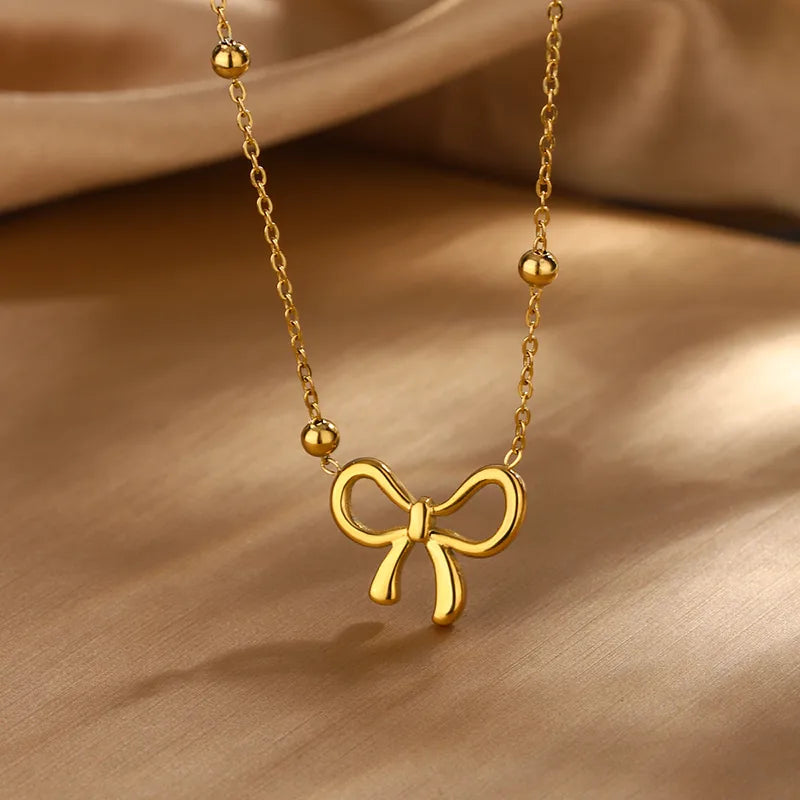 Gold Plated Bow Jewellery Set