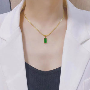 Emerald Green Geometric Pendant Necklace