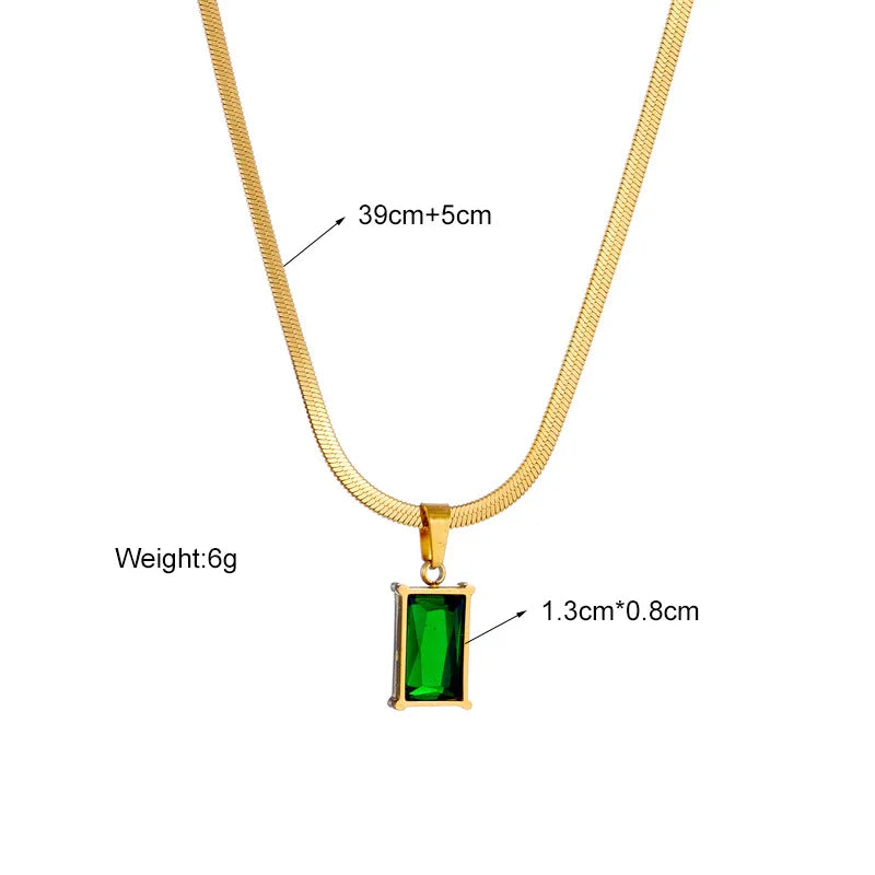 Emerald Green Geometric Pendant Necklace