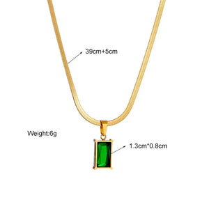 Emerald Green Geometric Pendant Necklace