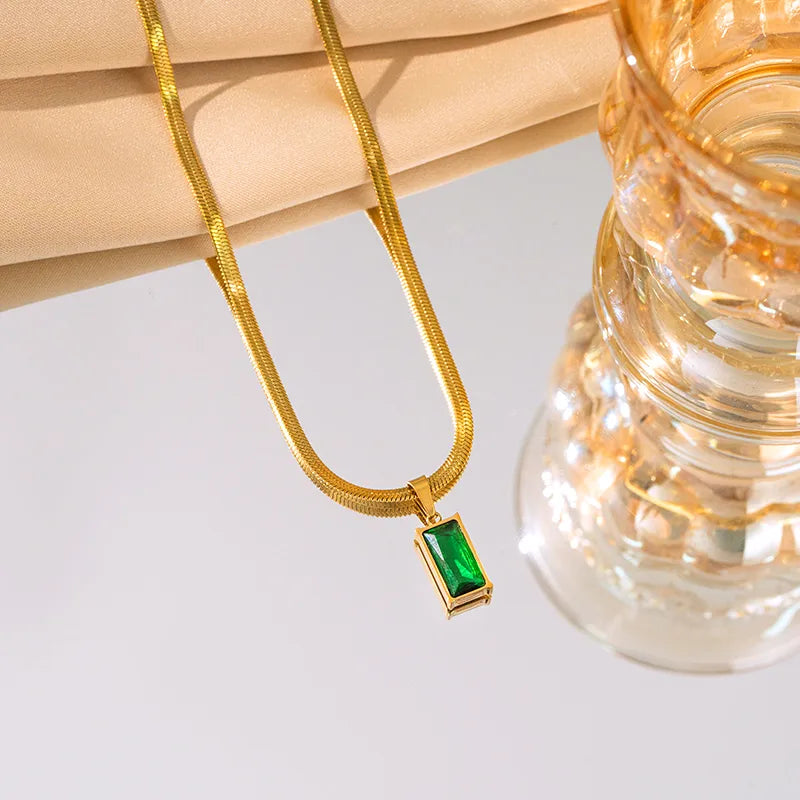 Emerald Green Geometric Pendant Necklace