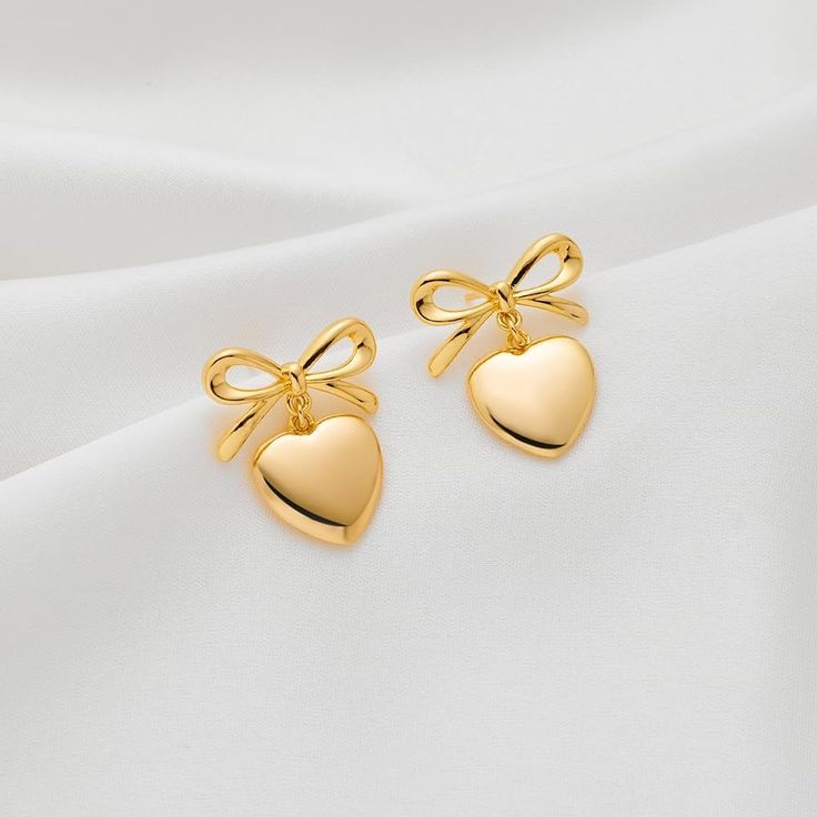 Heart Shape Bow Knot Drop Earrings